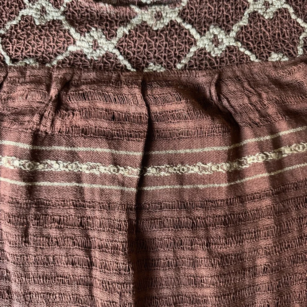 Embroidered Knit Top M/L Geometric Cottagecore Boho Fairycore Neutral Vintage - Picture 5 of 13